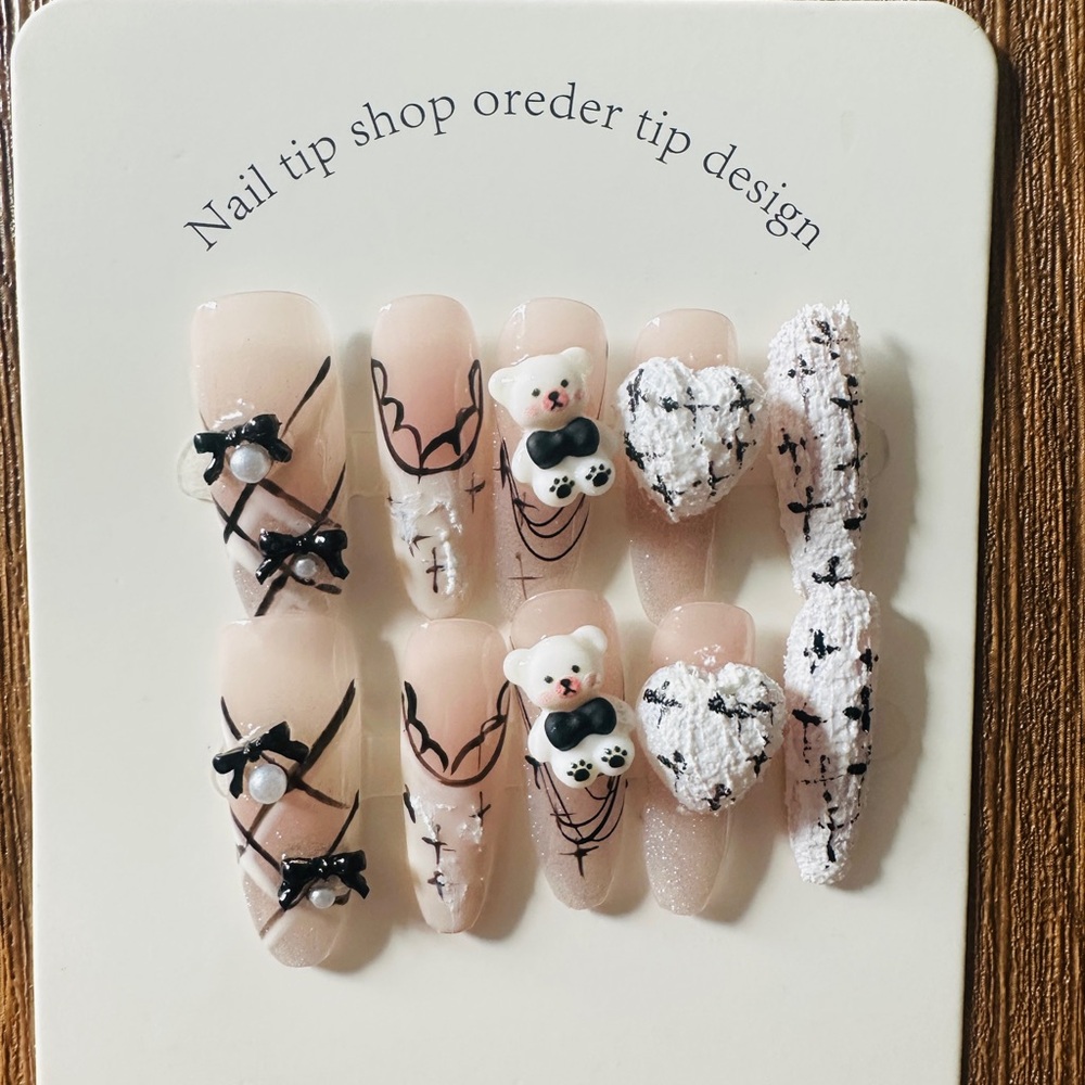 Cute Bear and Bow Nail Art Set